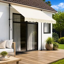 Cream Retractable Awning 300x150 cm Manual Crank Shade