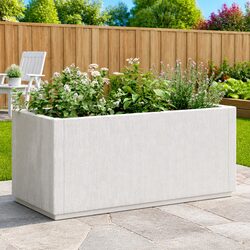 Durable White Garden Planter 80x36x35 cm for Outdoor Use