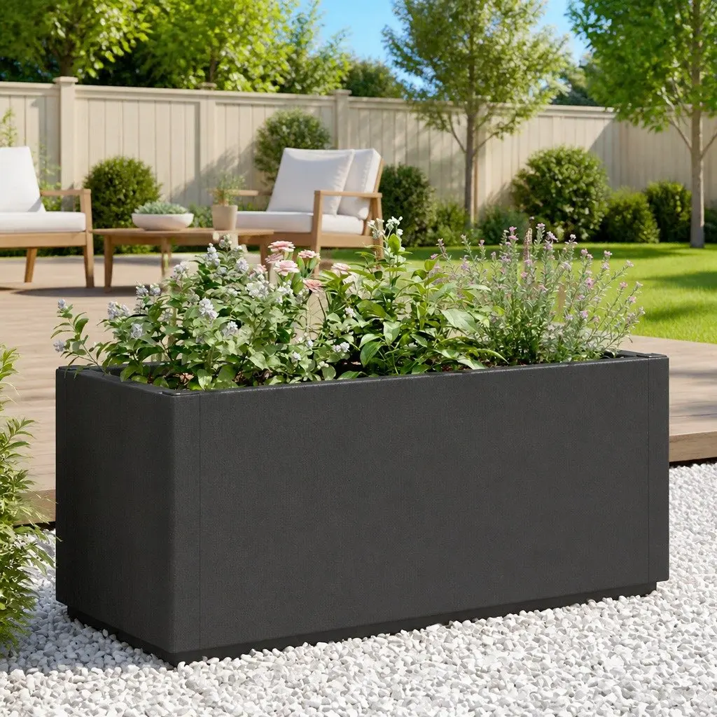 Garden Planter Box Polypropylene Dark Grey Outdoor