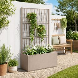 Durable Garden Planter with Trellis for Climbing Plants