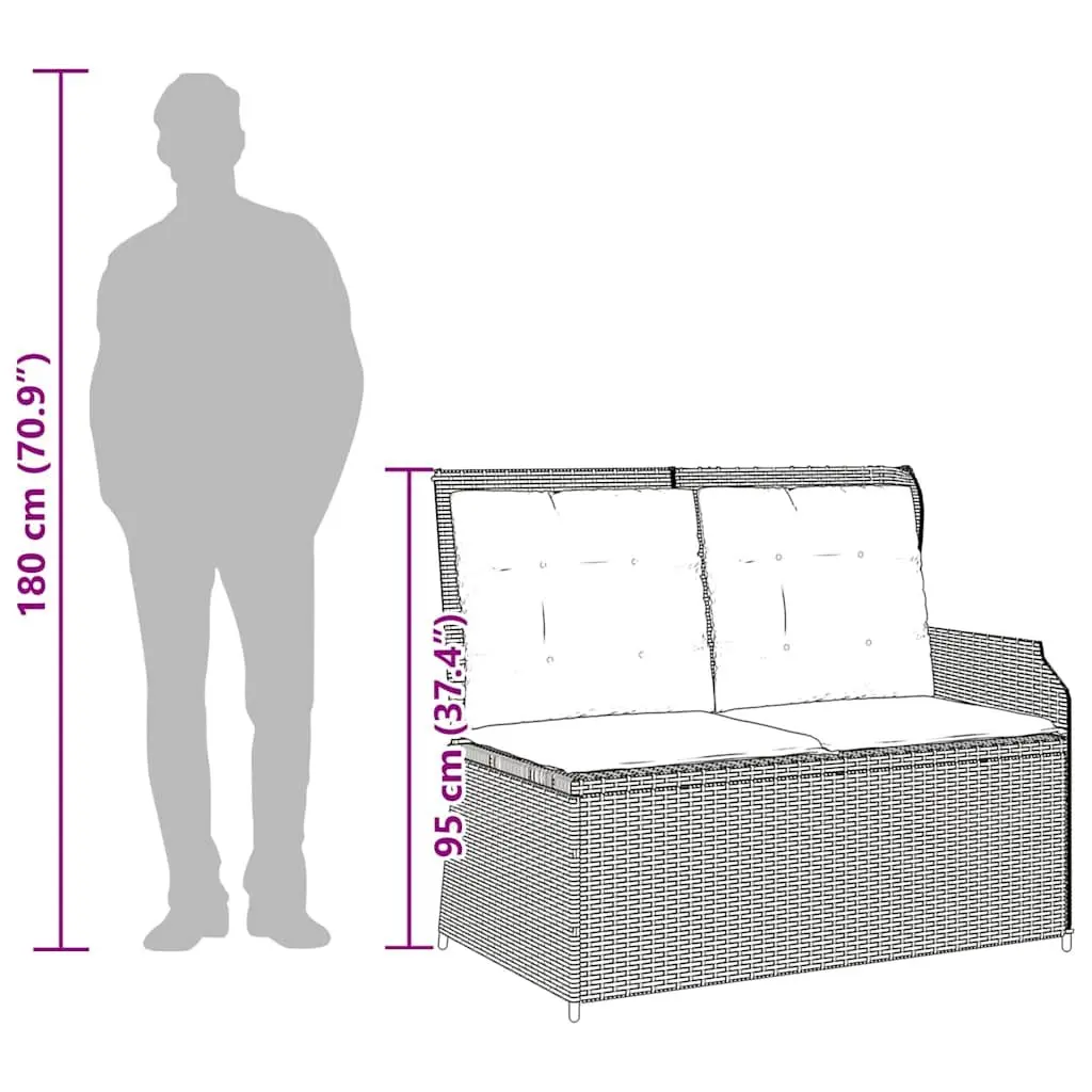 Reclining Garden Bench with Adjustable Backrest