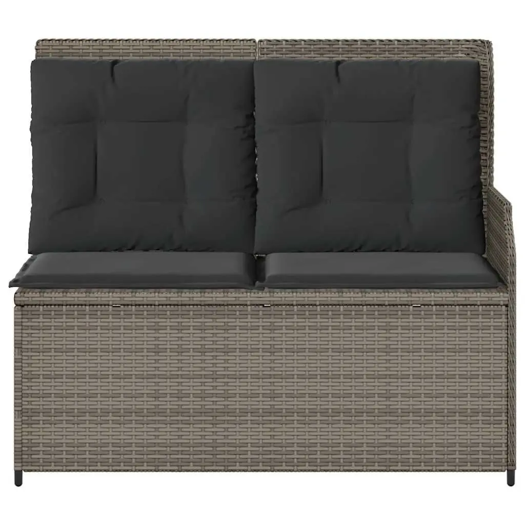 Reclining Garden Bench Outdoor Seating Adjustable Backrest Cushions Grey