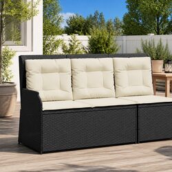 Durable Black Outdoor Reclining Garden Bench with Cushions