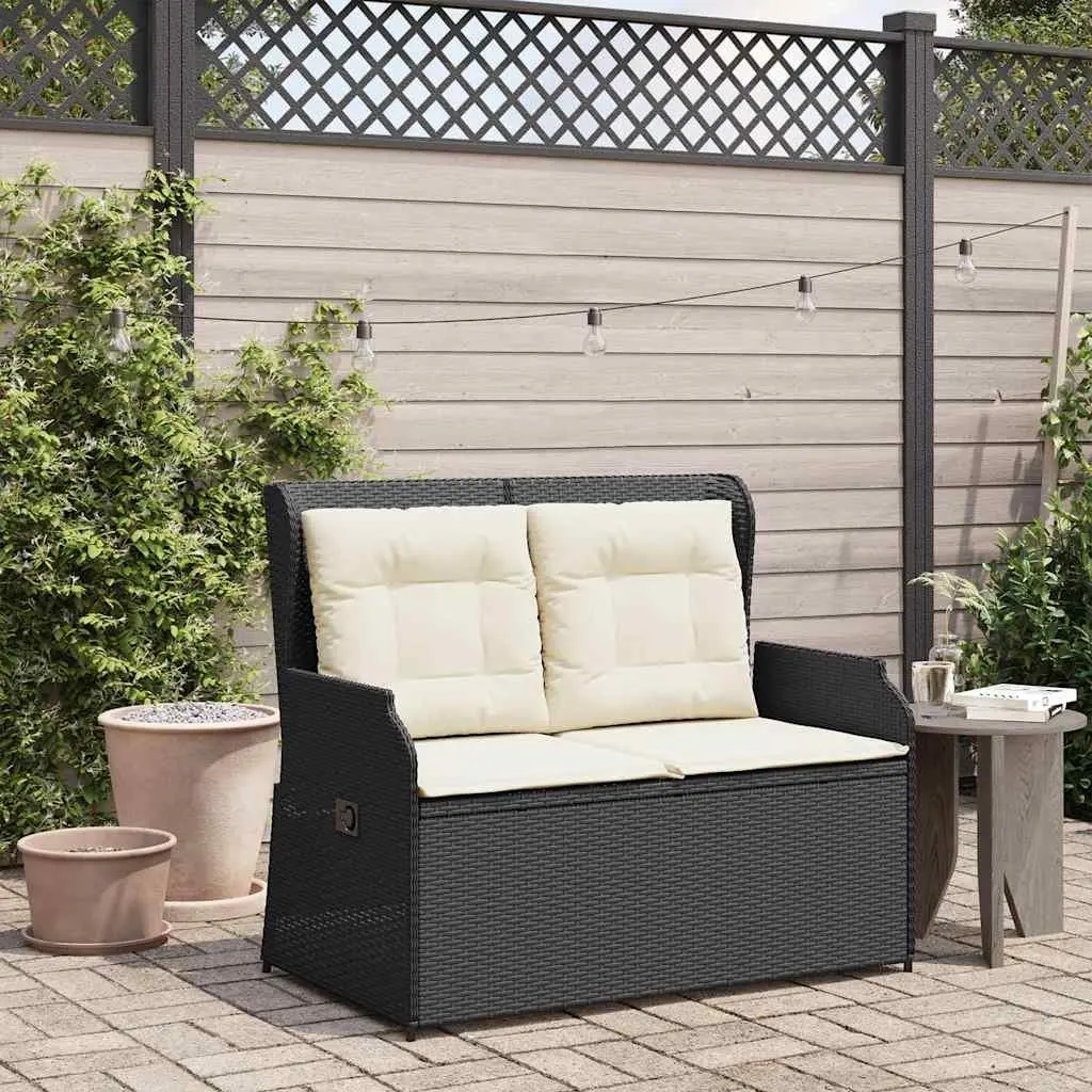 Black Adjustable Backrest Reclining Garden Bench