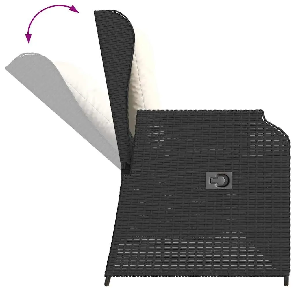 Black Adjustable Backrest Reclining Garden Bench