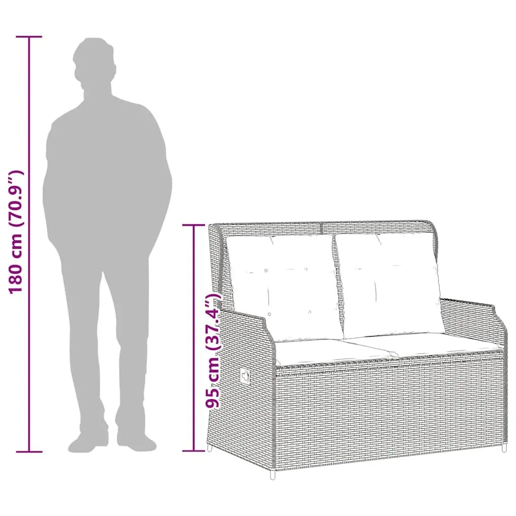 Black Adjustable Backrest Reclining Garden Bench
