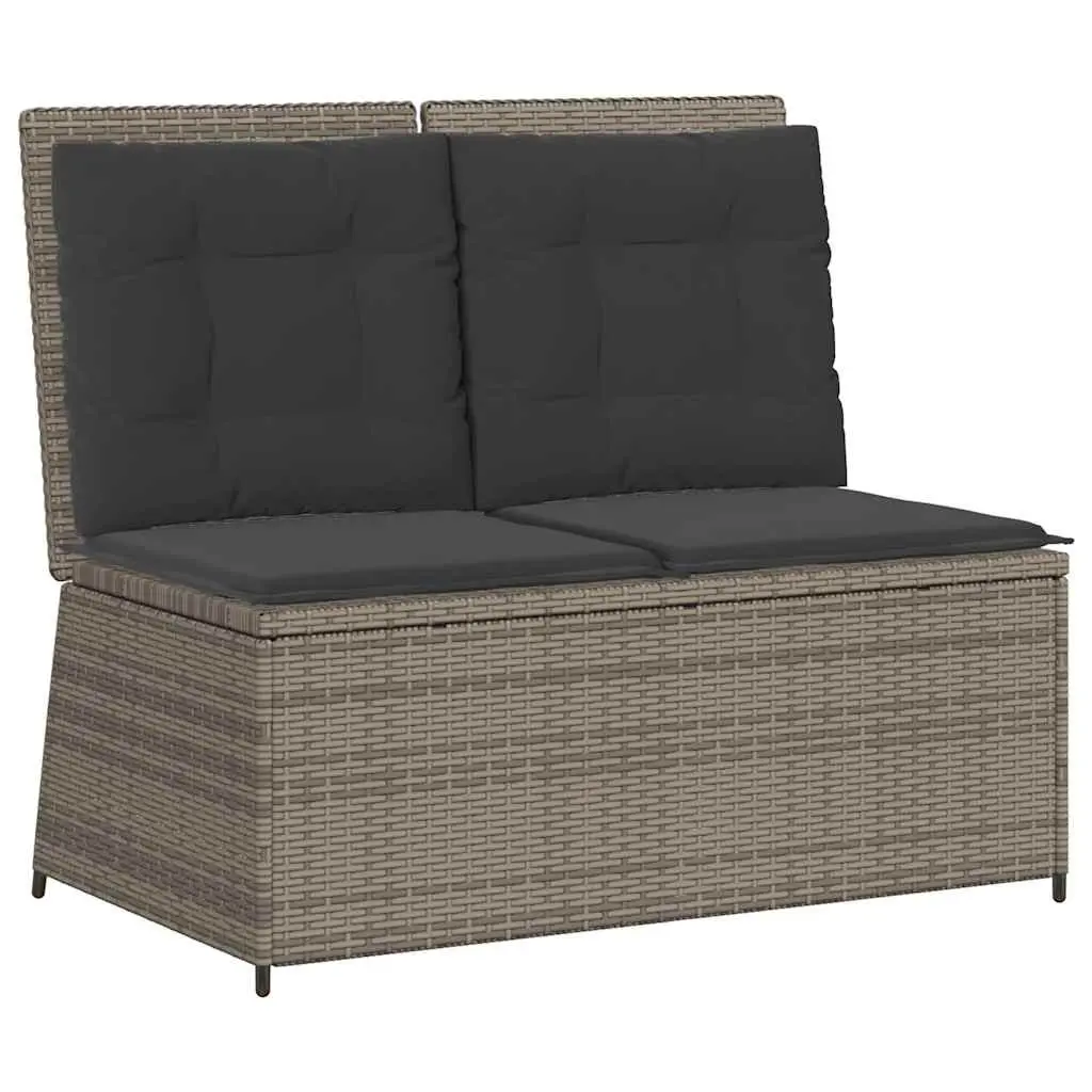 Adjustable Backrest Garden Bench with Cushions in Grey