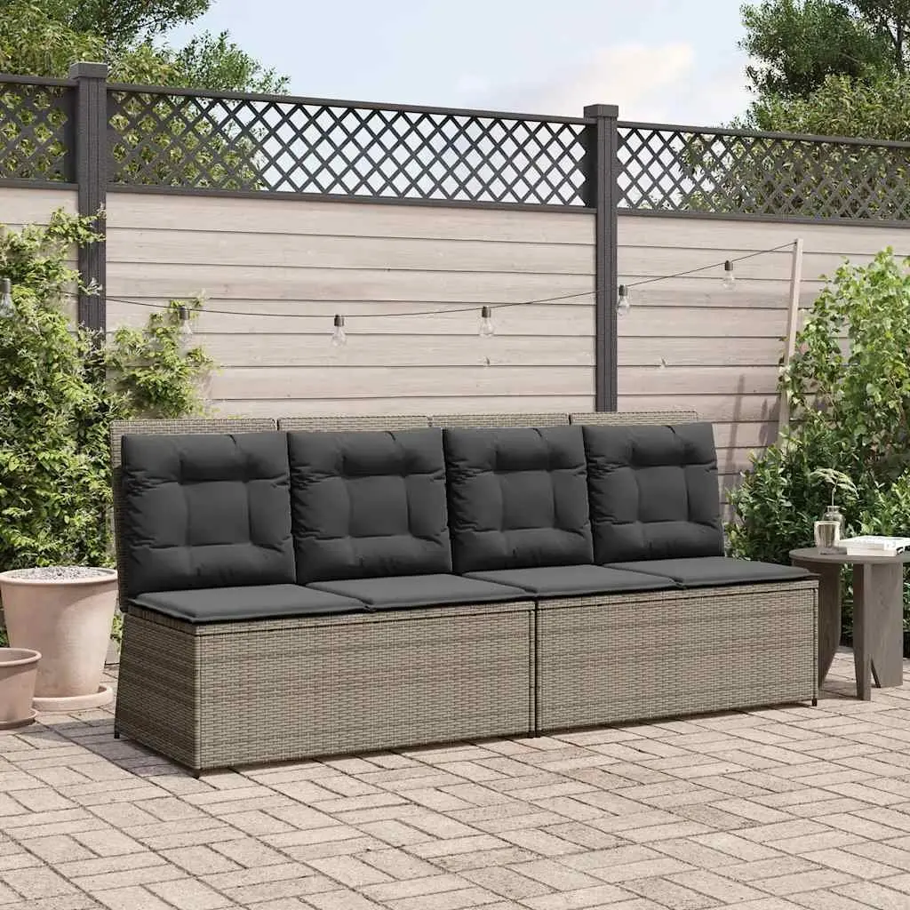 Adjustable Backrest Garden Bench with Cushions in Grey