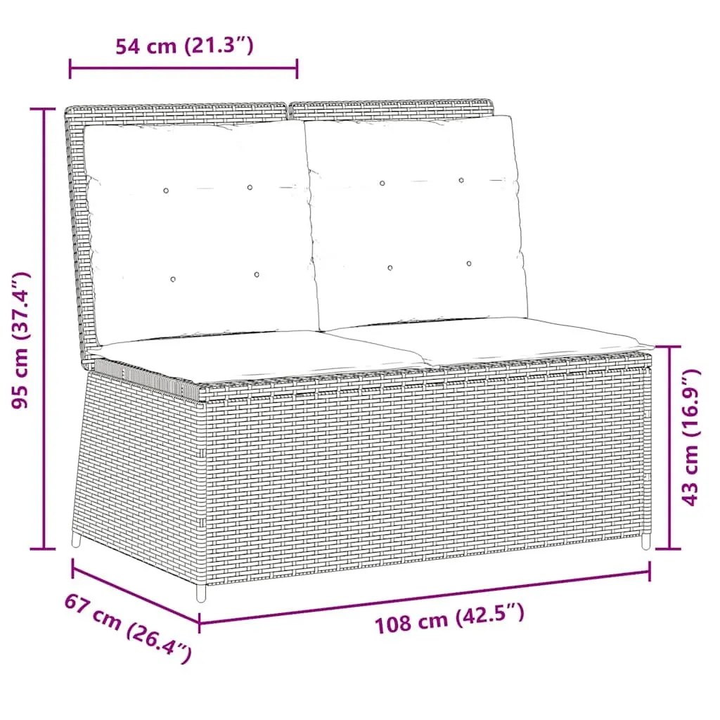 Adjustable Backrest Garden Bench with Cushions in Grey