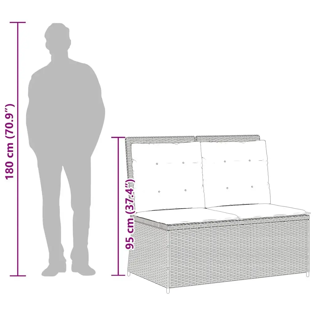 Adjustable Backrest Garden Bench with Cushions in Grey