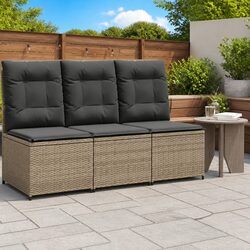 Durable Grey Poly Rattan Outdoor Reclining Garden Sofa