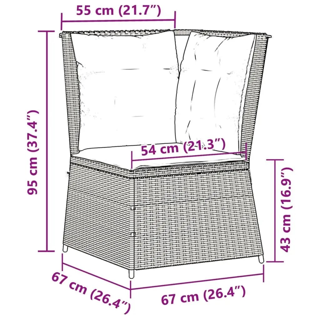 Grey Modular Garden Corner Sofa with Cushions