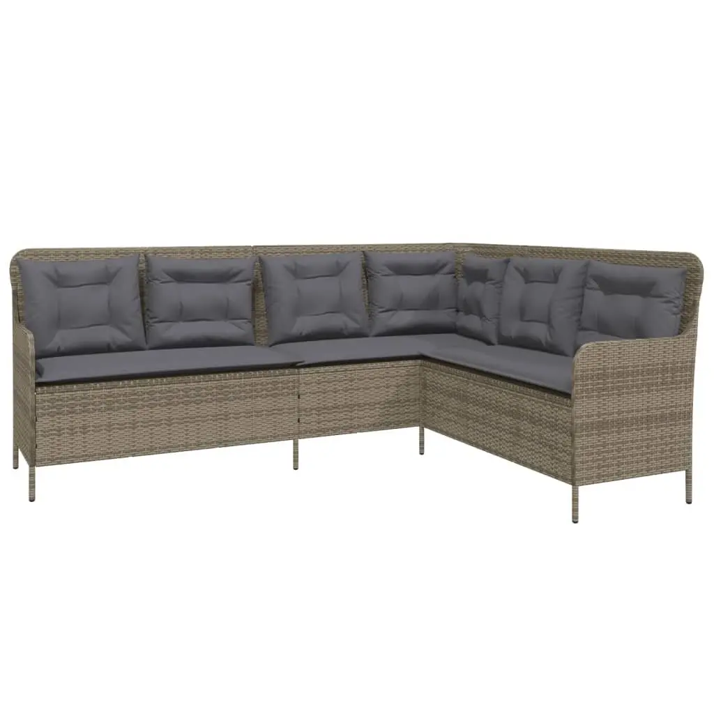 L-Shaped Garden Sofa with Grey Cushions