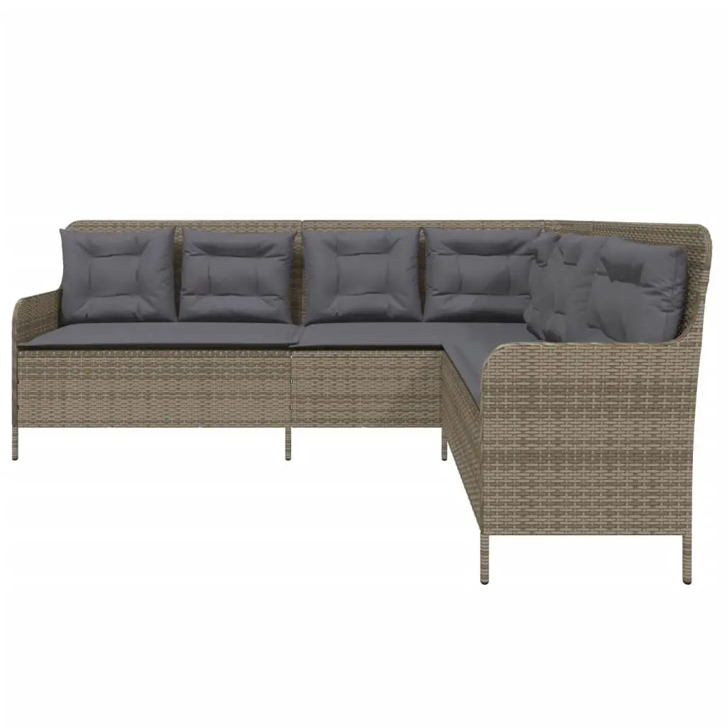 L-Shaped Garden Sofa with Grey Cushions