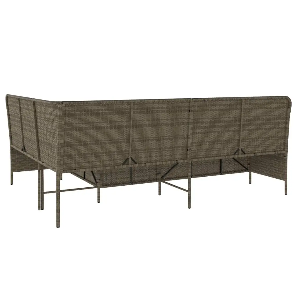 L-Shaped Garden Sofa with Grey Cushions