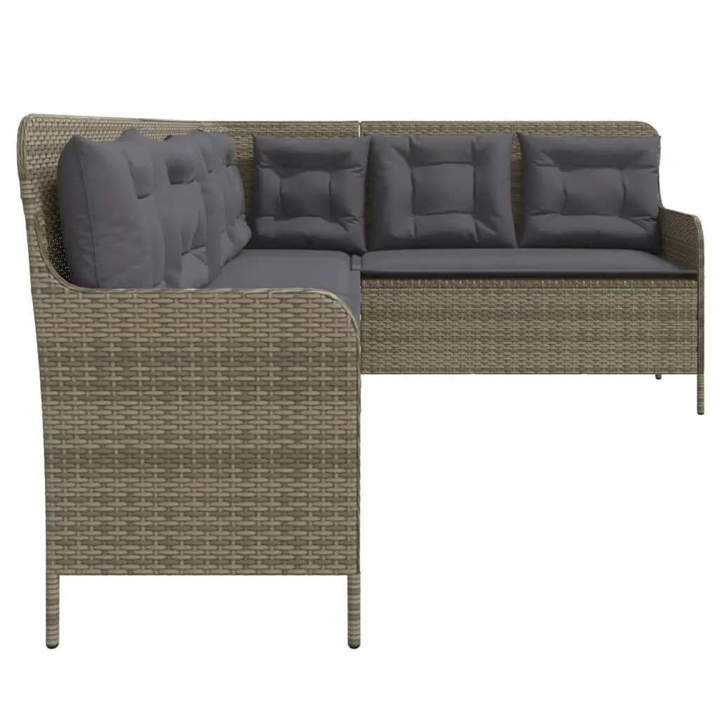 L-Shaped Garden Sofa with Grey Cushions