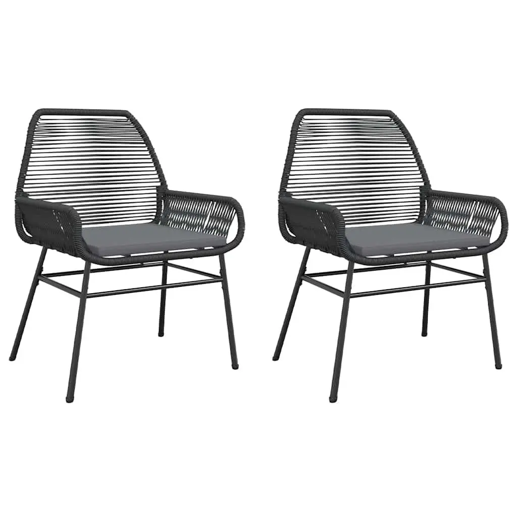 Black Outdoor Seating Set of 2 Garden Chairs with Cushions