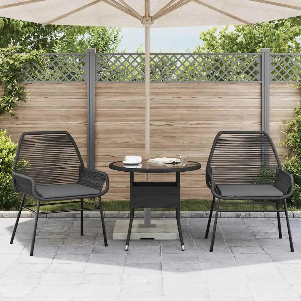 Black Outdoor Seating Set of 2 Garden Chairs with Cushions