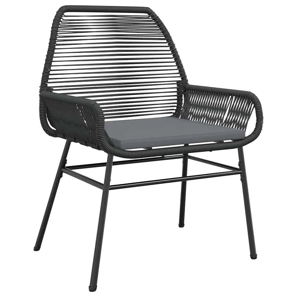 Black Outdoor Seating Set of 2 Garden Chairs with Cushions