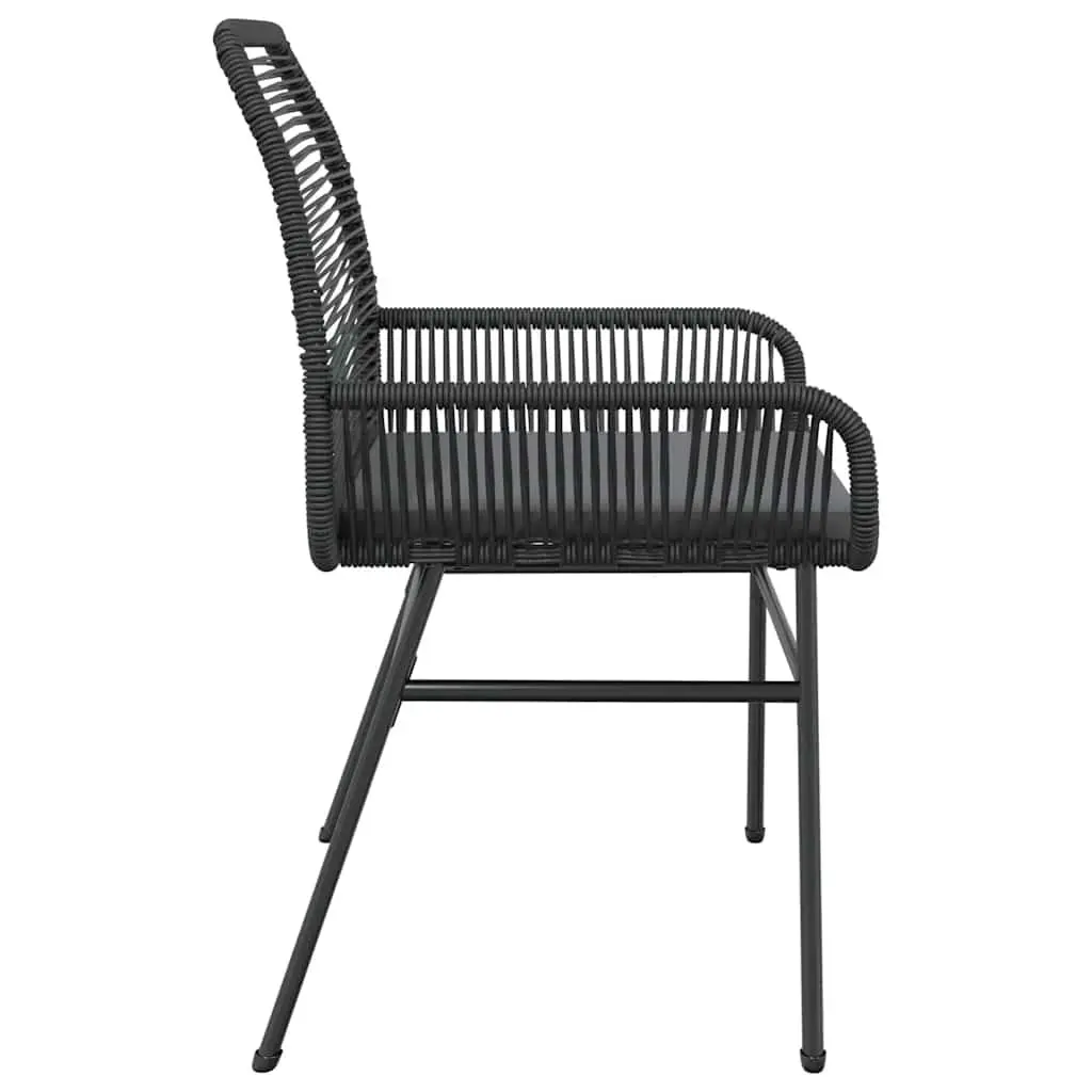 Black Outdoor Seating Set of 2 Garden Chairs with Cushions