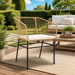 Durable Brown Poly Rattan Garden Chairs with Cushions