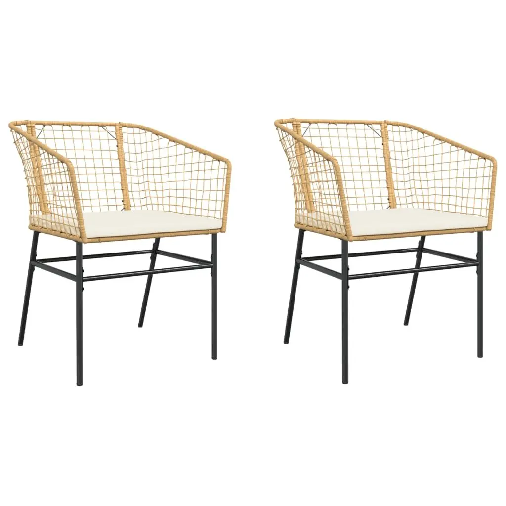 Brown Poly Rattan Garden Chairs with Cushions