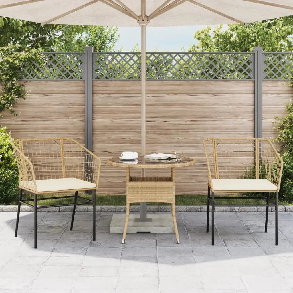 Brown Poly Rattan Garden Chairs with Cushions