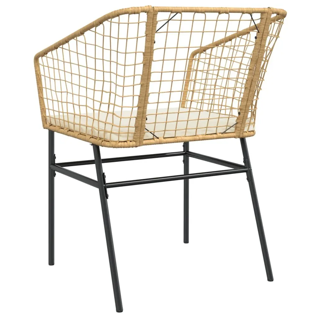 Brown Poly Rattan Garden Chairs with Cushions