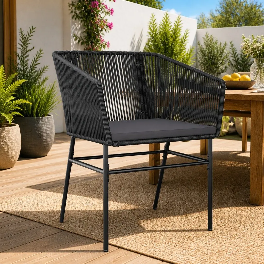 Outdoor Garden Chairs Set PE Rattan Black 2 Piece