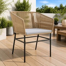 2-Piece Outdoor Garden Chairs Set in Brown with Cushions