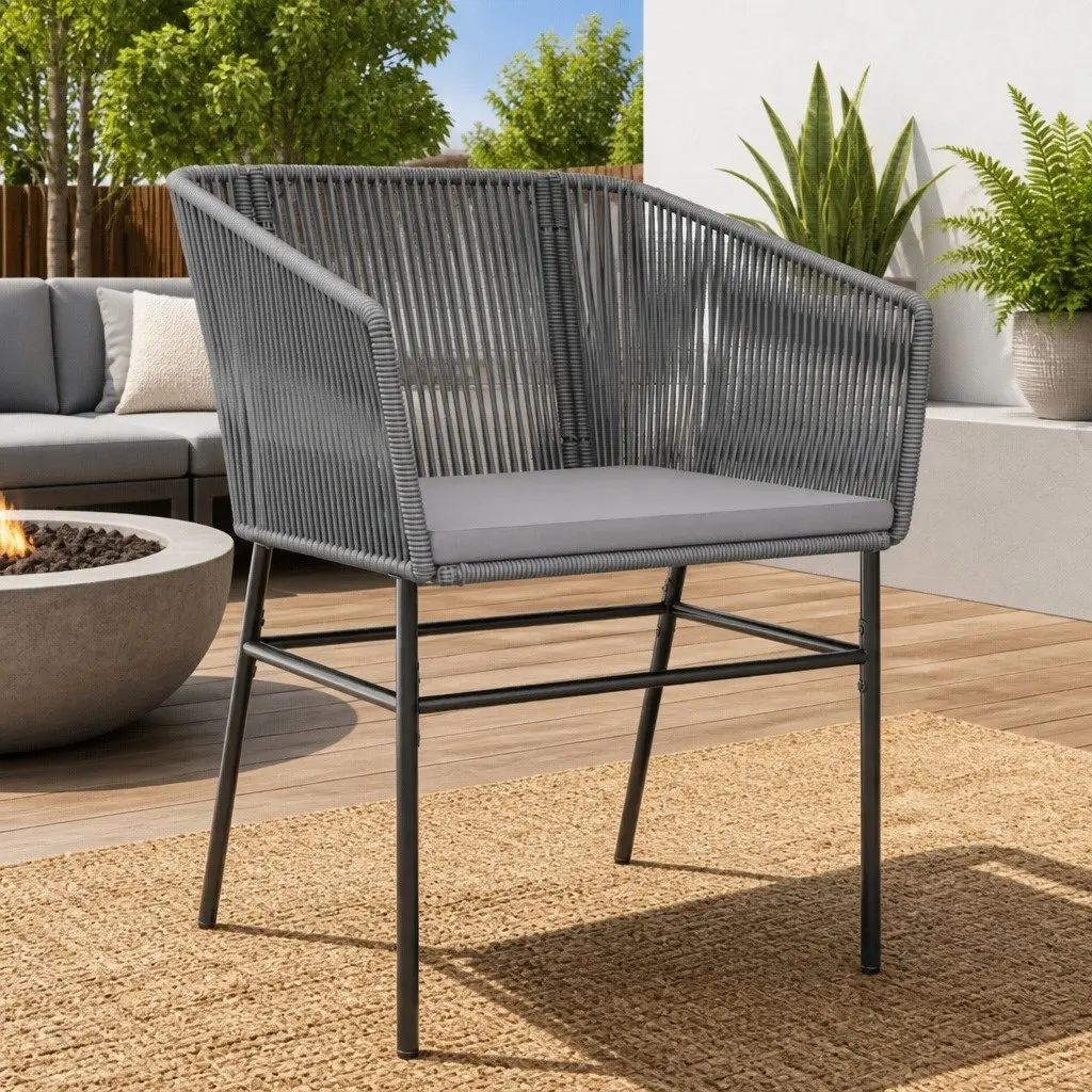 Outdoor Garden Chairs Set PE Rattan Grey 2 Pieces