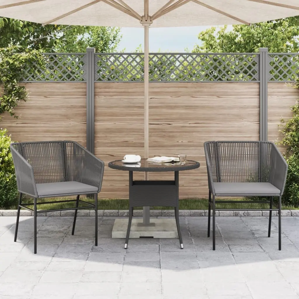 Outdoor Garden Chairs Set PE Rattan Grey 2 Pieces
