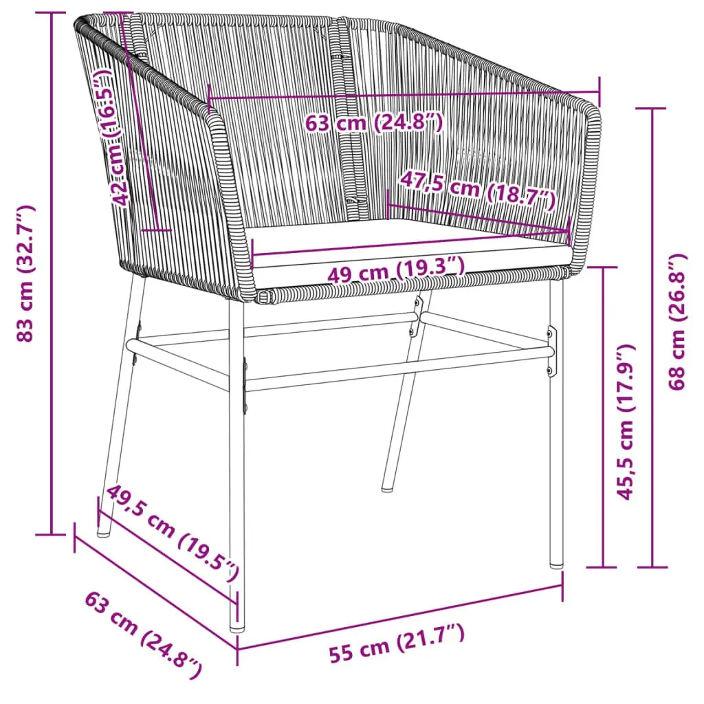 Outdoor Garden Chairs Set PE Rattan Grey 2 Pieces