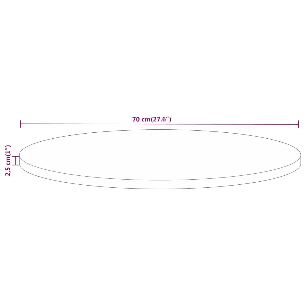 Round Mango Wood Table Top Ø 70cm for Dining