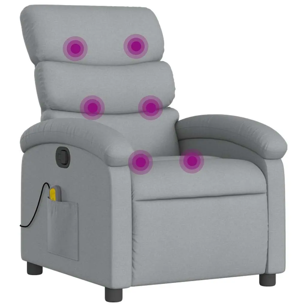 Massage Recliner Chair Fabric Grey Manual Reclining Armchair Vibration 6 Points