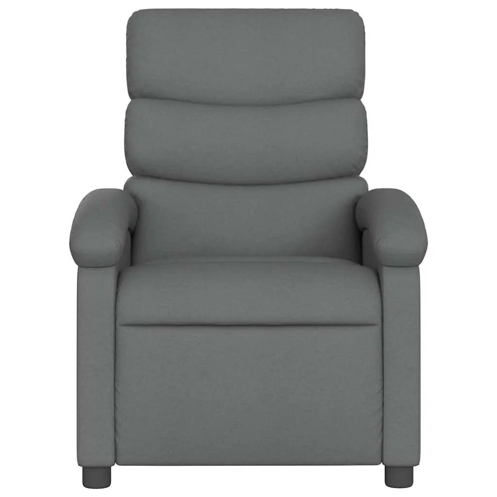 Massage Recliner Chair Fabric Grey Manual Recline Vibration Lounger