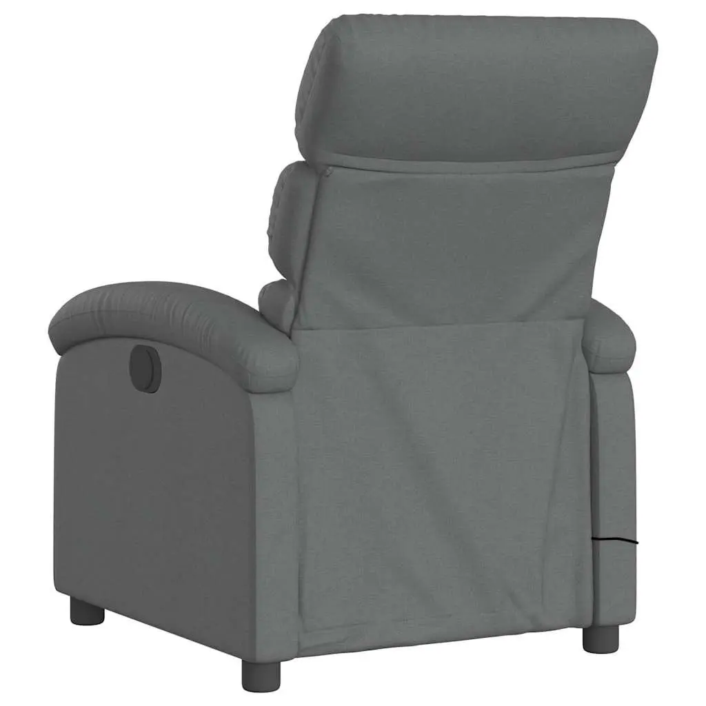 Massage Recliner Chair Fabric Grey Manual Recline Vibration Lounger