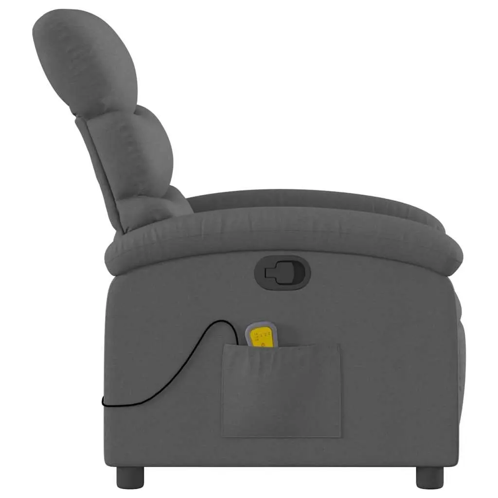 Massage Recliner Chair Fabric Grey Manual Recline Vibration Lounger