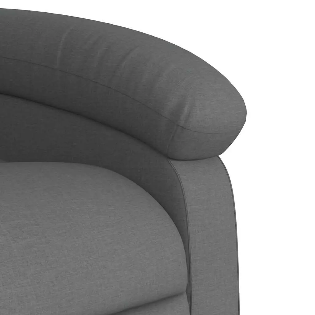Massage Recliner Chair Fabric Grey Manual Recline Vibration Lounger