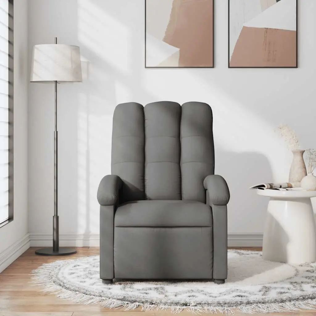 Massage Recliner Chair Fabric Dark Grey Manual Recline 6 Vibration Points