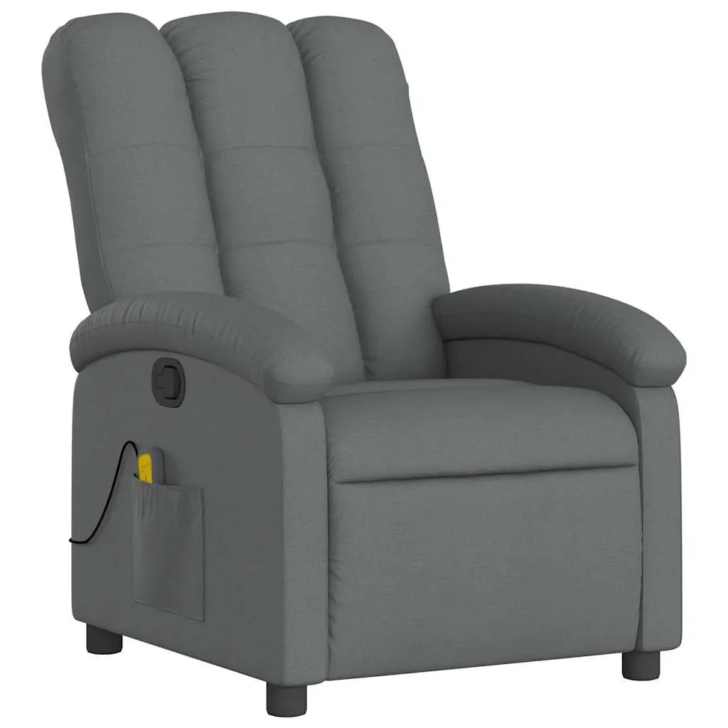 Massage Recliner Chair Fabric Dark Grey Manual Recline 6 Vibration Points