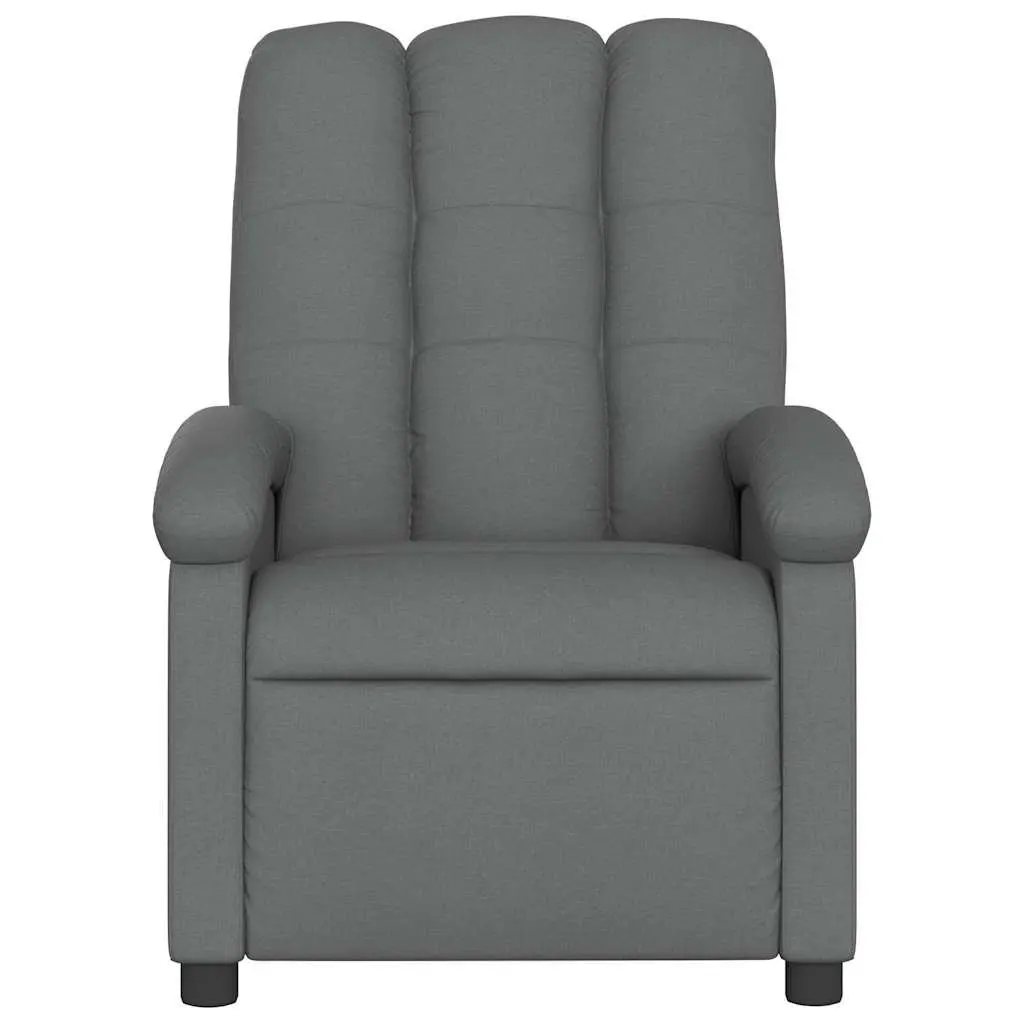 Massage Recliner Chair Fabric Dark Grey Manual Recline 6 Vibration Points