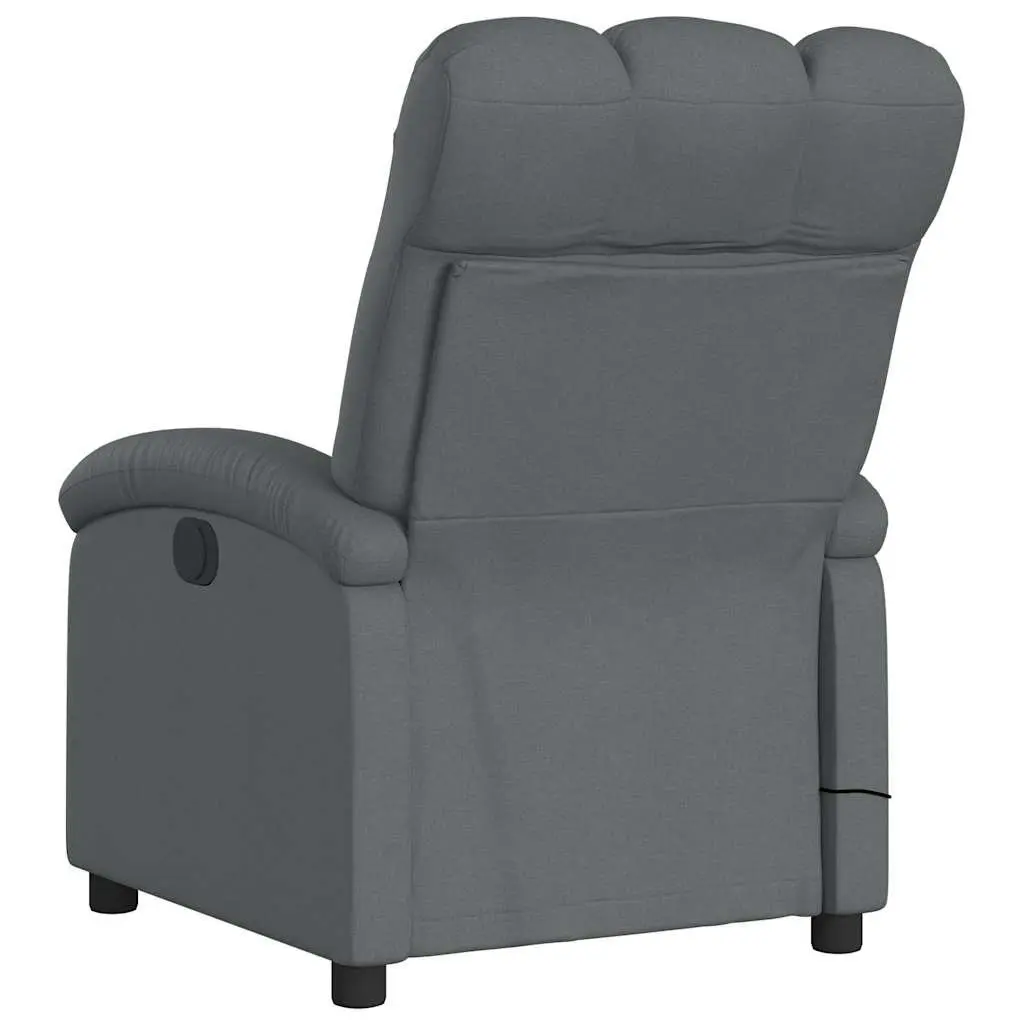 Massage Recliner Chair Fabric Dark Grey Manual Recline 6 Vibration Points