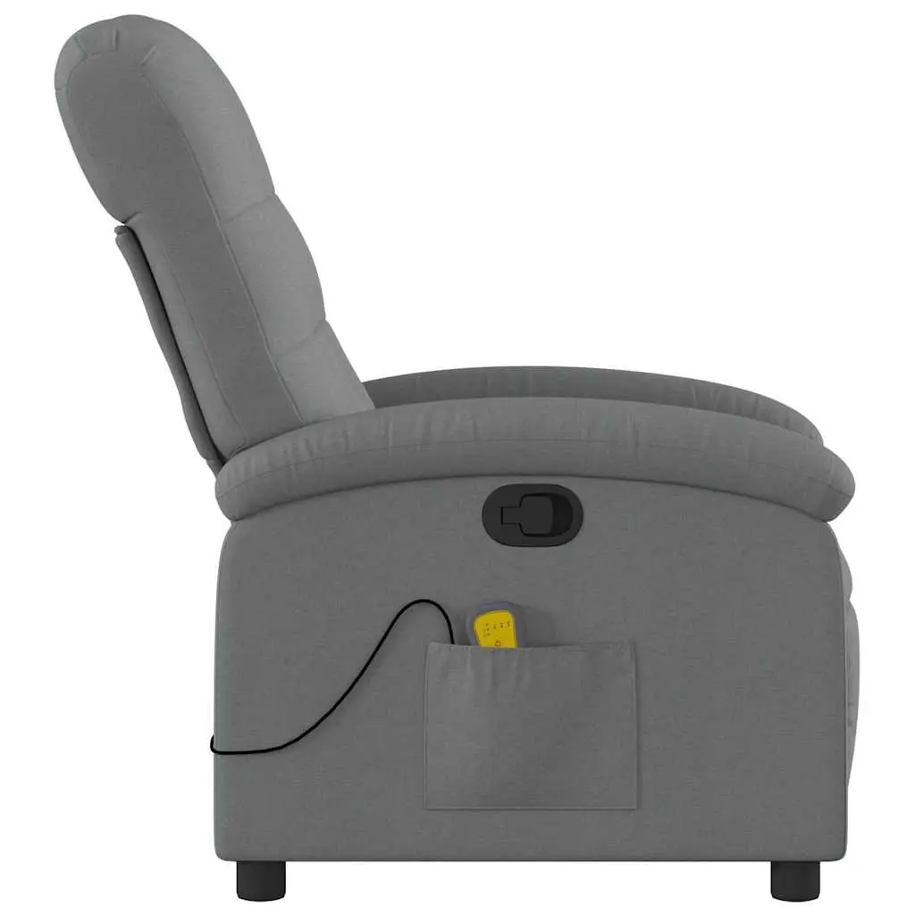 Massage Recliner Chair Fabric Dark Grey Manual Recline 6 Vibration Points