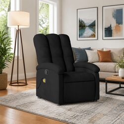 Premium Black Fabric Massage Recliner Chair with 6 Vibration Points