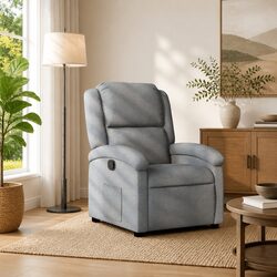Sturdy Grey Fabric Recliner Chair with Manual Control