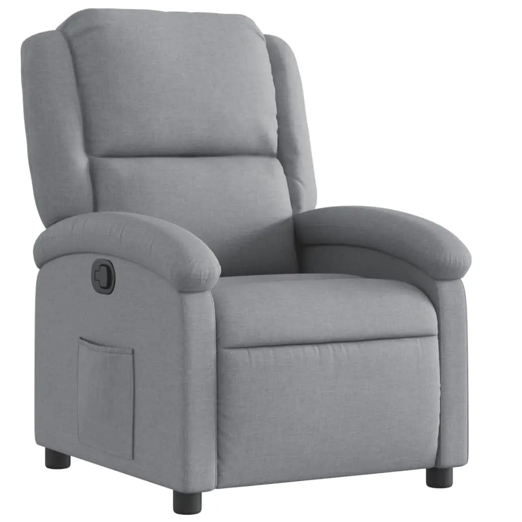 Recliner Chair Fabric Light Grey Adjustable Manual Reclining Armchair