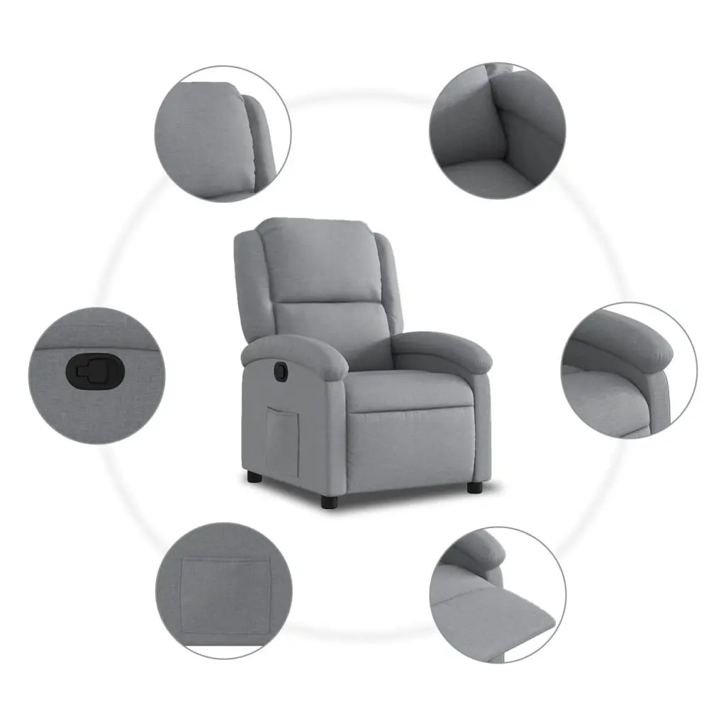 Recliner Chair Fabric Light Grey Adjustable Manual Reclining Armchair