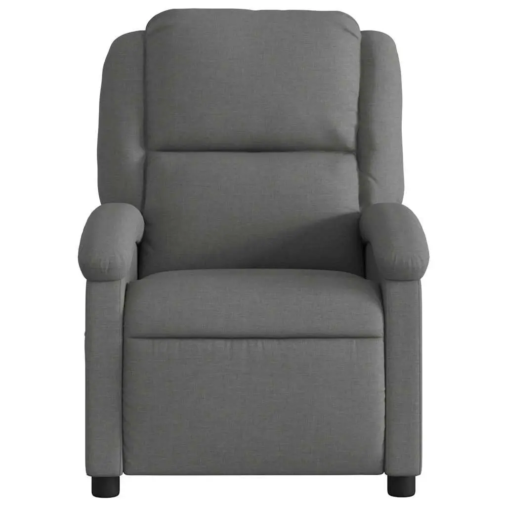 Recliner Chair Fabric Grey Manual Recline Armchair Lounge Seat Footrest