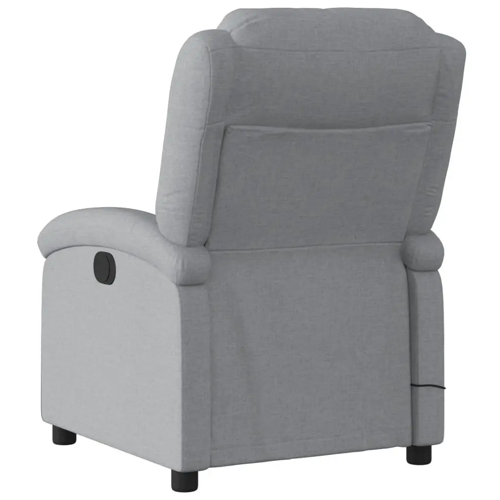 Massage Recliner Chair Fabric Light Grey Manual Reclining 135 Degrees Vibration 6 Points